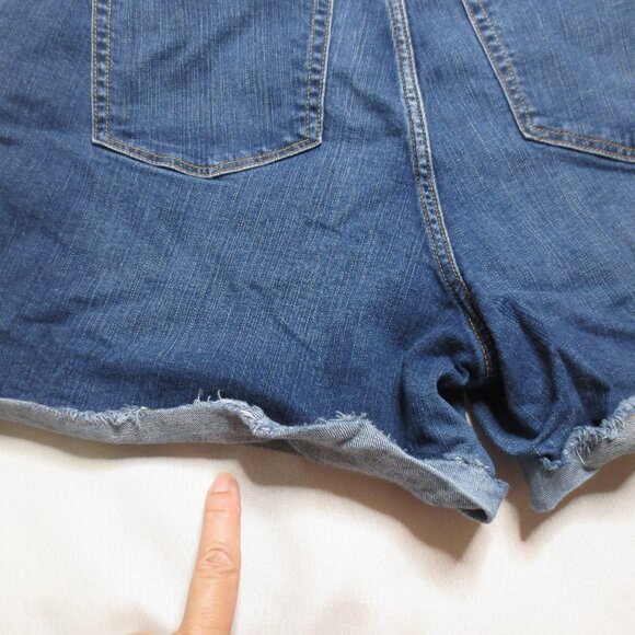 TORRID womens SHORTS denim JEAN blue HIGH WAIST button-fly FRAYED SIZE 18 - Picture 8 of 10